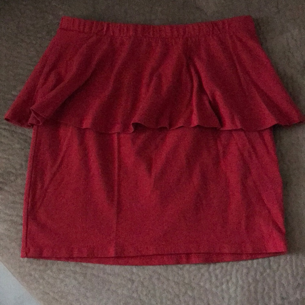 PAPAYA ~ Ruffled maroon colored skirt